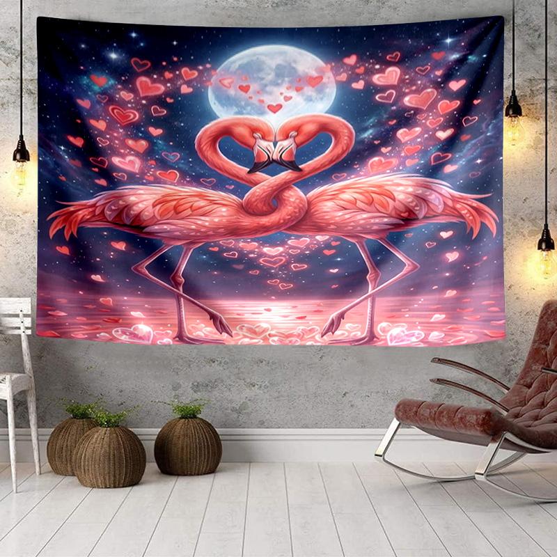 Love Birds In Heart Tapestry Room Decoration Wall Hanging for Living Room Bedroom, dormitory, Birthday and Christmas gifts