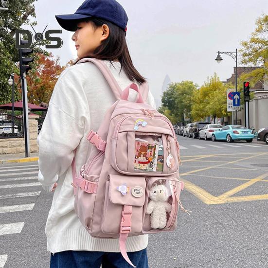 Студенческий рюкзак, эргономичный, большой емкости, рюкзак с плюшевым медведем, куклой для книги, ноутбука, повседневная школьная сумка в стиле ретро для подростков, школьных путешествий