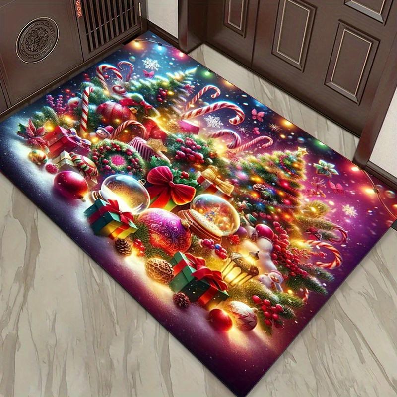 Festive Christmas Rug with Vibrant Tree and Gifts for Cozy Living Room Decor | Holiday Seasonal Carpet | Xmas Home Accessories