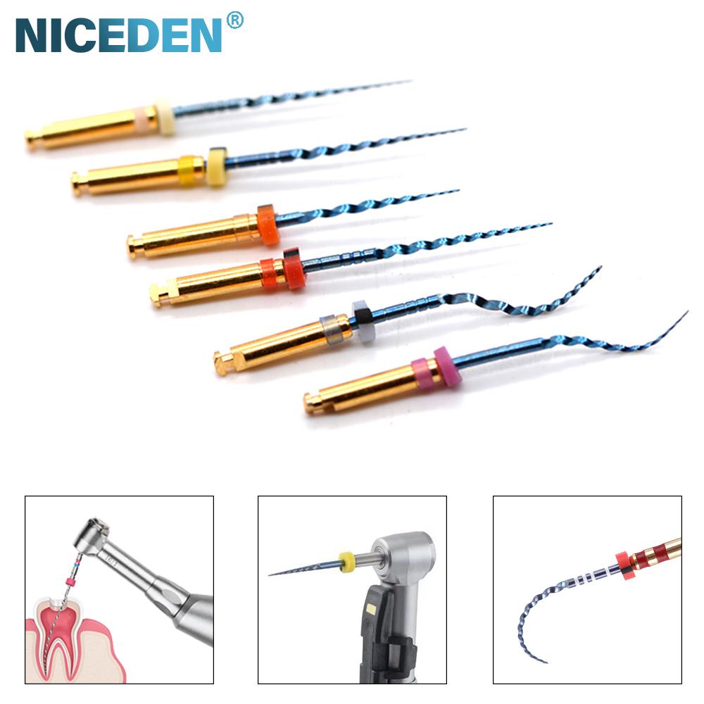 Niceden 6 шт. стоматологический эндодонтический файл-двигатель, инструмент для корневого канала NiTi, конические стоматологические гибкие инструменты