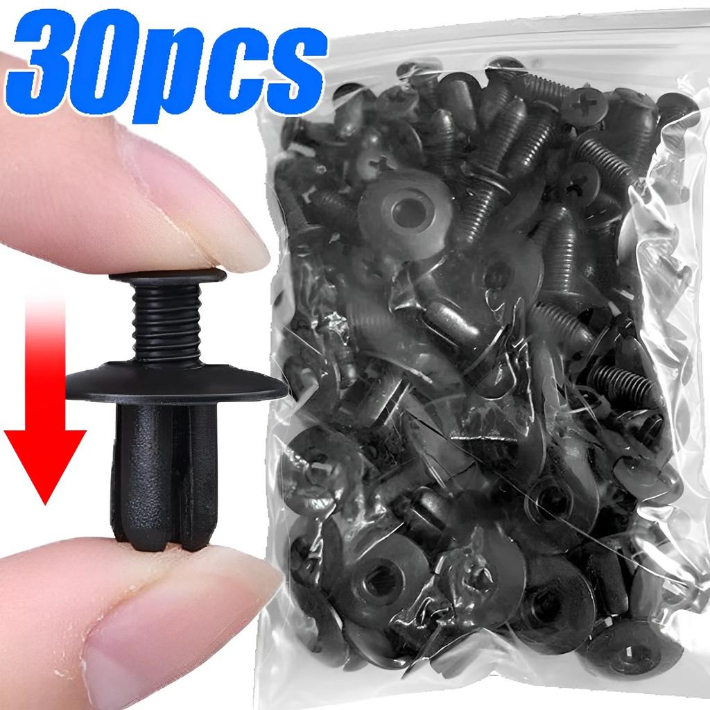 1/30 шт 8 мм пластиковые заклепки крепежные винты автомобильный бампер крыло черные заклепки автомобильные крепежные зажимы для Toyota Focus Kia Nissan Yamaha