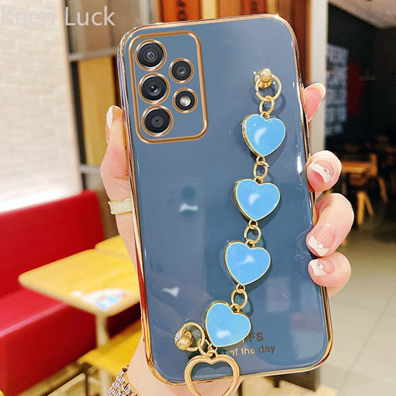Для Samsung A13 чехол Love браслет с цепочкой силиконовый чехол для Samsung Galaxy A23 A33 A53 A73 A32 A12 A52 A72 A02S A31 Coque