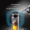 FUGUANG Double-Wall Glass Tea Infuser Bottle with Temperature Display