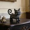 Загадочная статуэтка черной кошки Маленькая фигурка кошки из смолы Декоративная готическая скульптура животного для дома, офисного стола, винного шкафа, полки