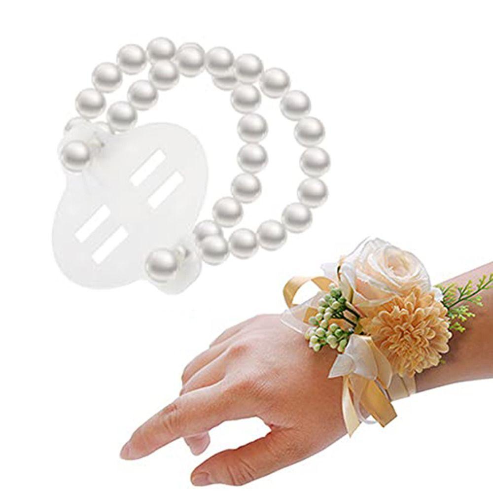 10 Pcs Elastic Wedding Pearl Wristband Wrist DIY Decor Corsage Bracelet Corsage Wristlet Band Prom