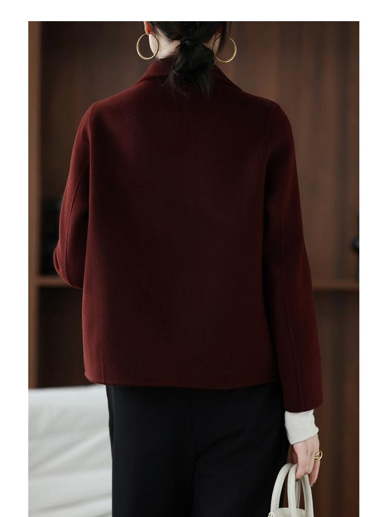 Женское двустороннее шерстяное пальто сезона осень/зима 2025 — в корейском стиле, свободного кроя, короткое, модное, универсальное.