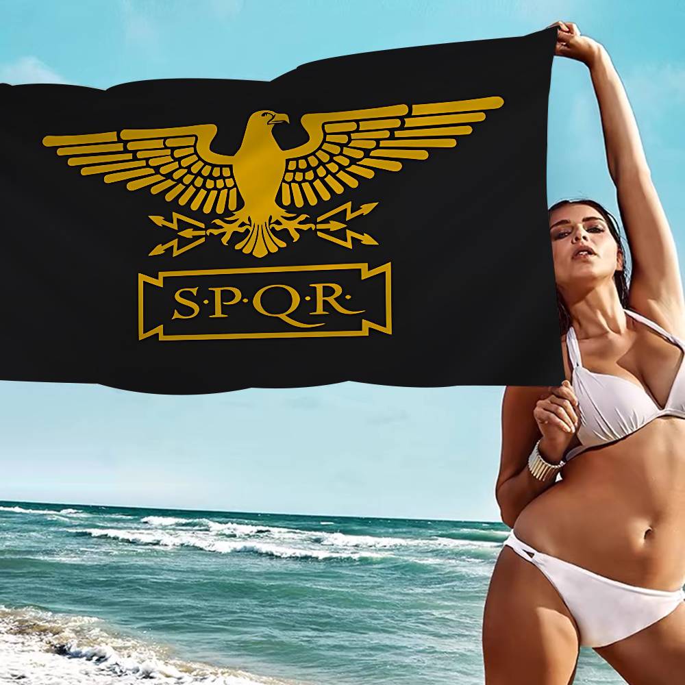 Римский SPQR Печатное Микрофибровое Печатное Пляжное Полотенце Горный Туризм Йога Пляж Плавание Бег Впитывающее Мягкое Полотенце