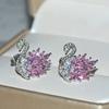 Hot-selling wish platinum purple diamond zircon swan silver needle earrings, slightly inlaid high-end versatile