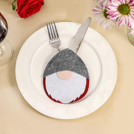 Рождественская сумка для посуды Полезная нежная легкая сумка для рождественской посуды Сумка с мультяшным безликим кукольным чехлом для столовых приборов Рождественский держатель для посуды