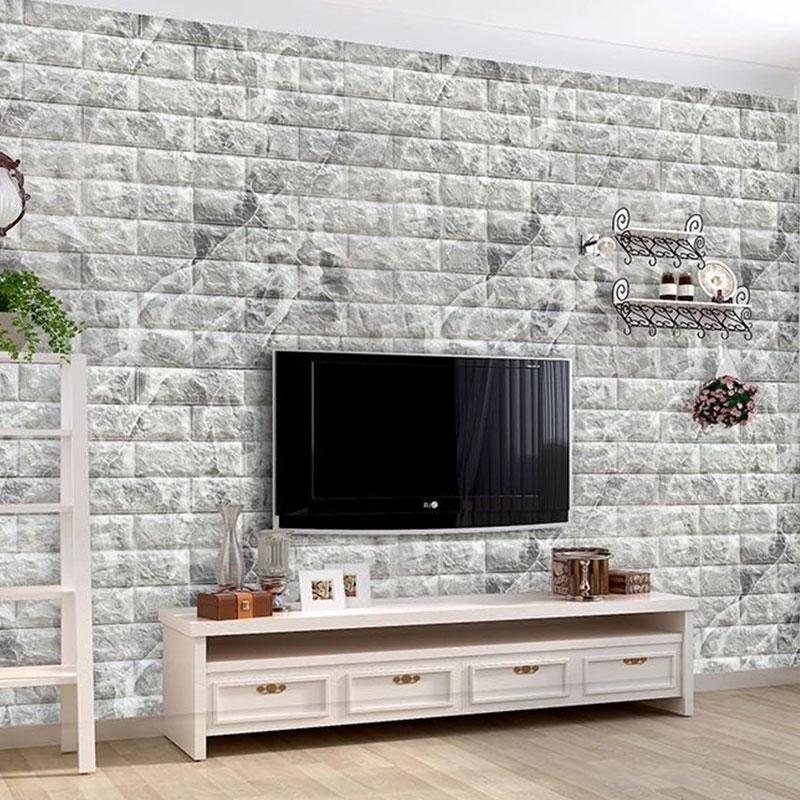 10pcs 70*77*0.3cm 3D Brick Wall Stickers Self-Adhesive Wallpaper Decor Foam Waterproof Wall Covering Wallpaper Living Room DIY Background