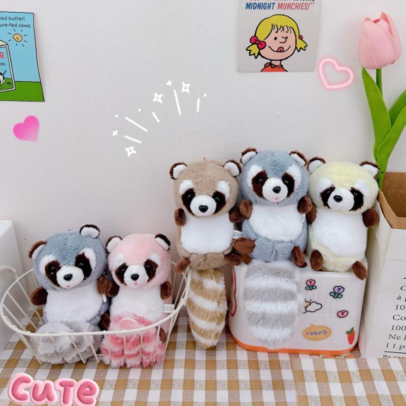 Мультяшный плюшевый енот брелок подвеска милый кавайный длиннохвостый плюшевый кукла брелок рюкзак украшения аксессуары подарки