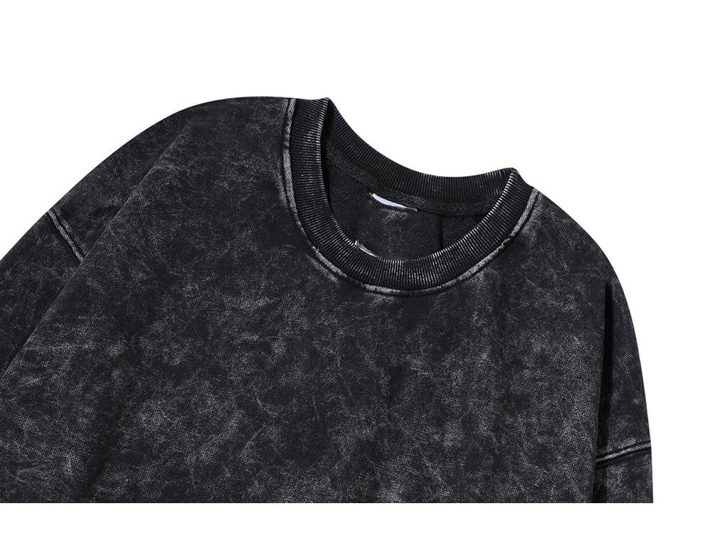 Винтажный свитшот оверсайз с эффектом потертости для мужчин - Европейско-американский тренд, Свободный топ с длинным рукавом