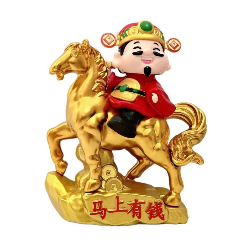 Скульптура Бога Богатства в китайском стиле, работающая на солнечной энергии, кивающая, статуэтка удачи и богатства, украшение для автомобиля