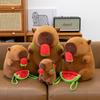 Watermelon Cream Ice Capybara Plush Toy With Transparent Backpack Doll Animal
