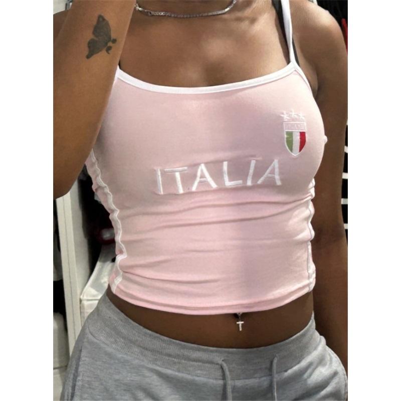 Короткие тонкие буквы Европа и Соединенные Штаты Топы Y2K Женские летние модели Футболка Navel Сексуальная одежда