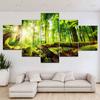 5 Pieces Landscape Green Forest Moss Tree Leaves Sunlight Canvas Painting Nature Posters and Prints Wall Art Home Decor No Frame