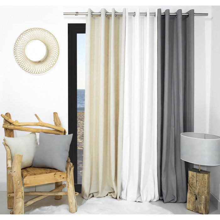 Linen Curtain with Eyelets 135X250 Cm LINEN GREY, by Soleil d'Ocre
