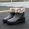 Женская обувь для дождя короткая труба плоская нескользящая обувь для воды плоские резиновые сапоги теплые короткие резиновые сапоги