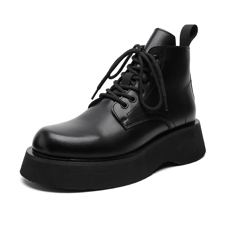 Новые ботинки Дерби Мартин мужские черные высокие кожаные ботинки ботинки-локомотивы дышащие увеличивающие рост кожаные ботинки 22611-R