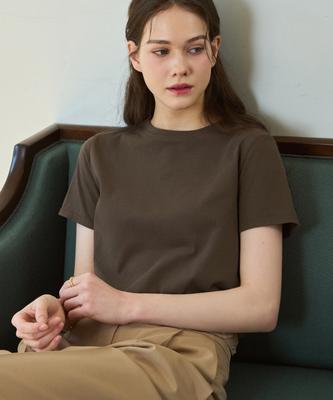 Deuloupisumeon Хлопковая футболка с коротким рукавом и круглым вырезом Supima Silk [Коричневый]