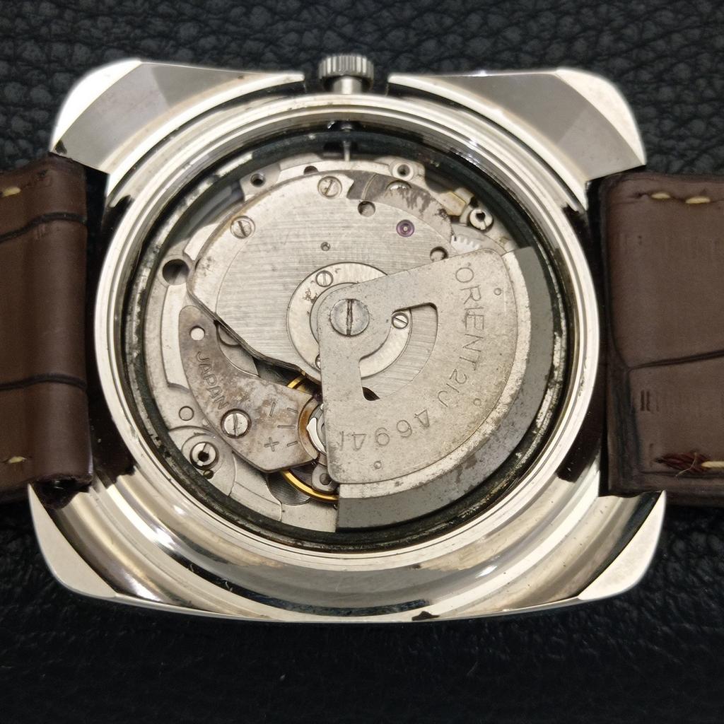 USED AUTOMATIC 46941 VINTAGE ORIENT JAPAN MENS PEACH COLOR DIAL WATCH A702222-5 R123-a702222