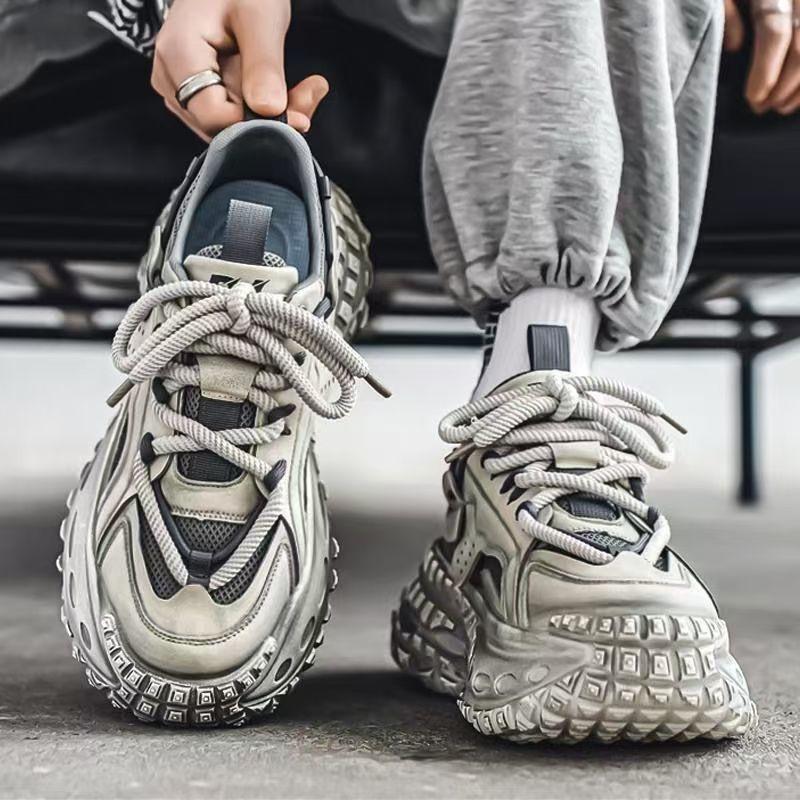 Autumn Men's Shoes New Breathable Mesh Youth Sports Shoes Men's Trend Versatile Tire Sole Platform Dad Shoes Men