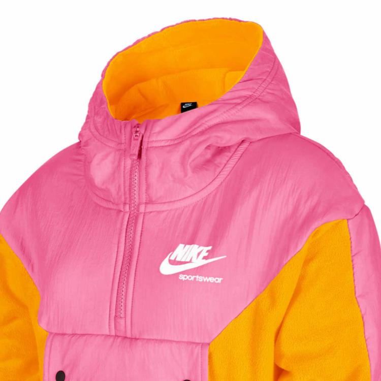 Nike Толстовка Спортивная одеждаНаследие Нежный фиолетовый розовый/Университетский золотой/Обсидиановый цвет/Белый Подростки CU8542-684