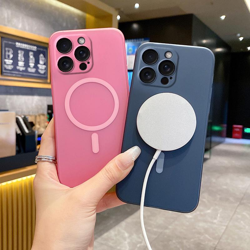 Однотонный матовый прозрачный магнитный чехол для iPhone 16 Pro Max 15 Pro 14 Plus 13 12 11 PC защитный чехол для линзы телефона