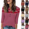 Women's Fashion Casual Loose 3/4 Sleeve Printed Round Neck Top