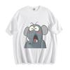 Shocked Elephant Cartoon T-Shirt - Hilarious Wide-Eyed Wildlife Unisex Tee