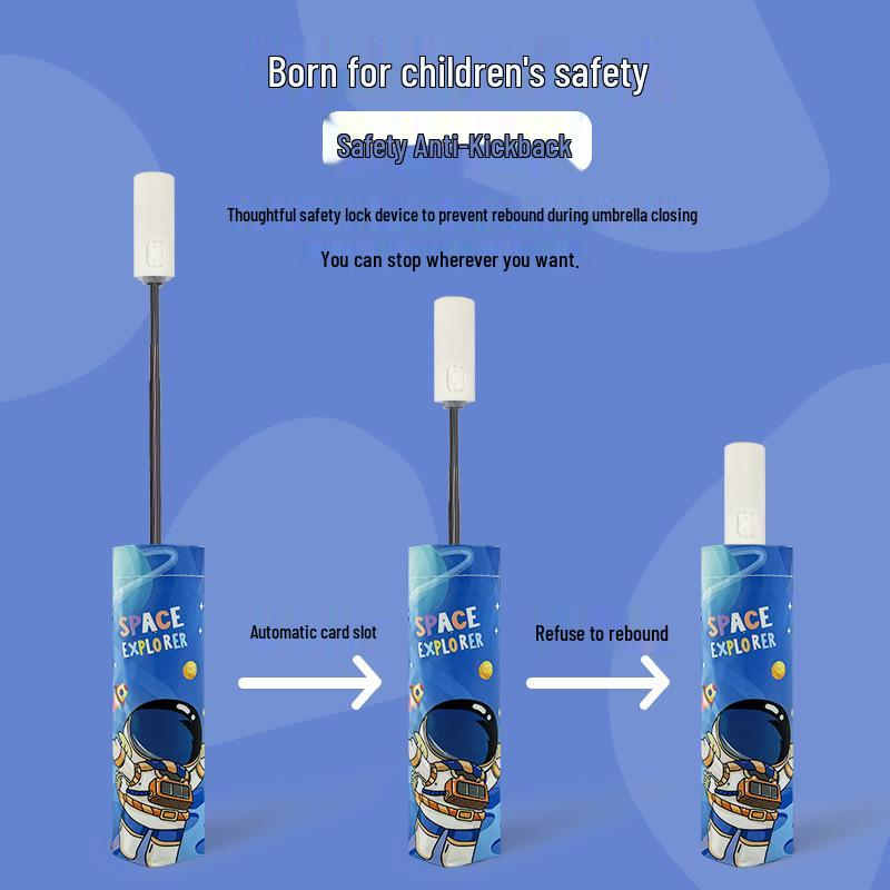 Children's Cartoon Fully Automatic Safety Umbrella: Rain or Shine, Reflective, Foldable, Anti-Rebound Design