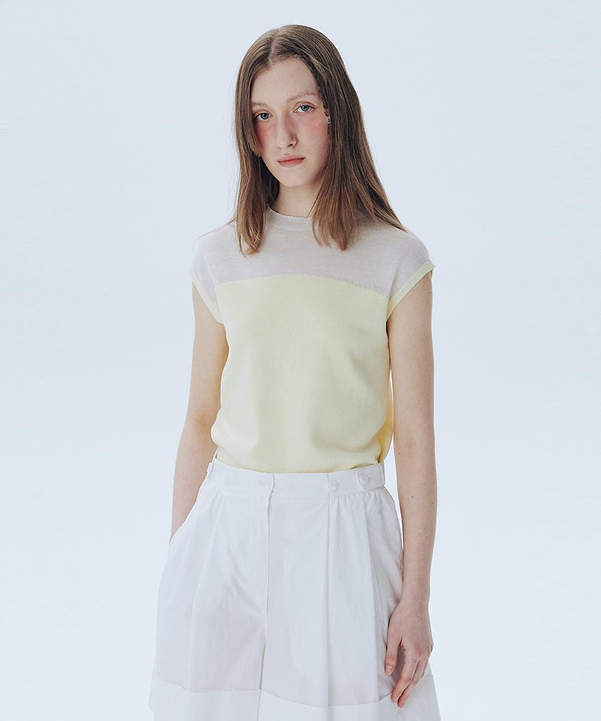 AHWE Sheer Mock Neck Sweater_Light Yellow