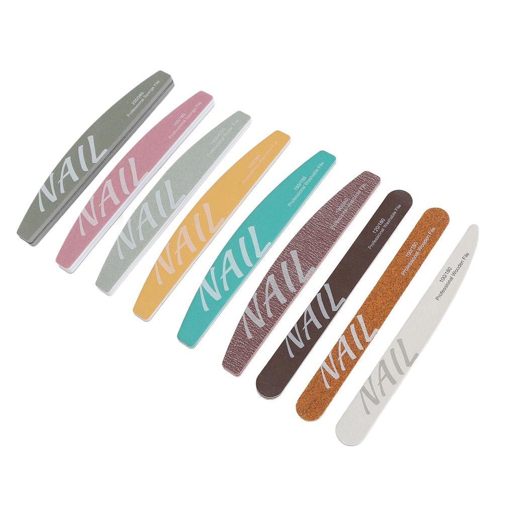 Набор из 9 предметов, набор пилочек для ногтей различной формы, профессиональные маникюрные инструменты, моющийся набор буферов для ногтей для акрила