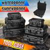 Black Shockproof Tool Box ABS Plastic Hard Carry Case Safety Equipment Instrument Portable Tool Box Impact Resistant Tool Case Foam