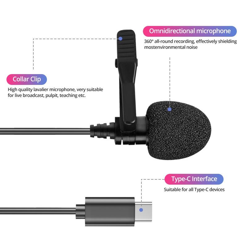 HdoorLink Мини USB Type C аудио микрофон нагрудный петличный микрофон портативный внешний микрофон с петлей для ноутбука iphone