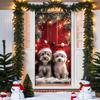 2D flat, 2D door banner, 2D flat durable Christmas door banner, puppy and Santa Claus hat design