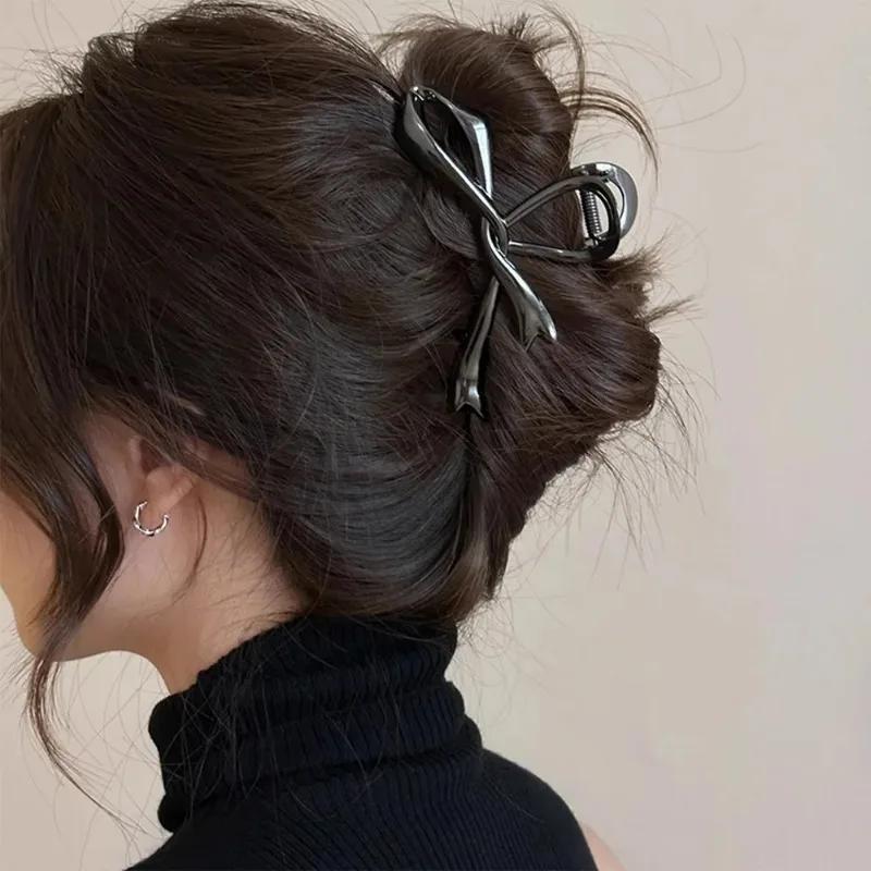 Geometric Metal Bow Hair Claws for Women Gold Silver Black Bowknot Hair Clip Thick Thin Head Hair Accessories Crab Clamp
