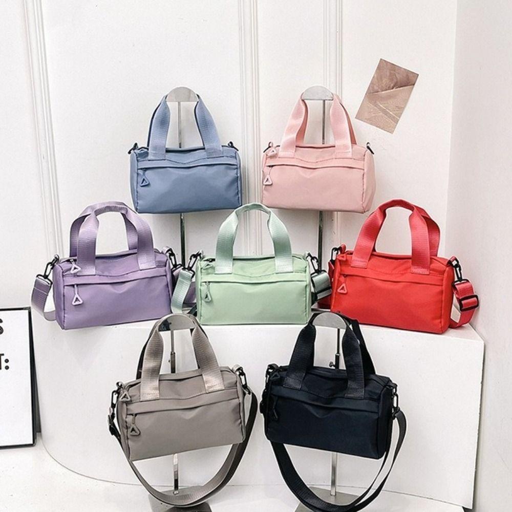 Solid Color Canvas Crossbody Bag Zipper Small Square Bag Portable Nylon Shoulder Bag Travel
