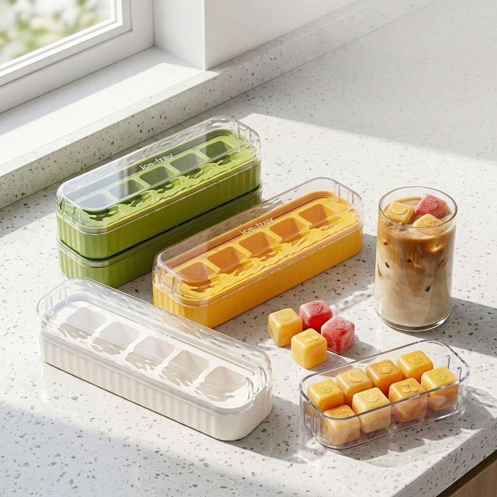 1/2/3pcs Mini 5 Grids Plastic Ice Mold With Lid Reusable Ice Cube Tray Drink Whisky Ice Coolers Ice Cube Maker Kitchne Bar Tools