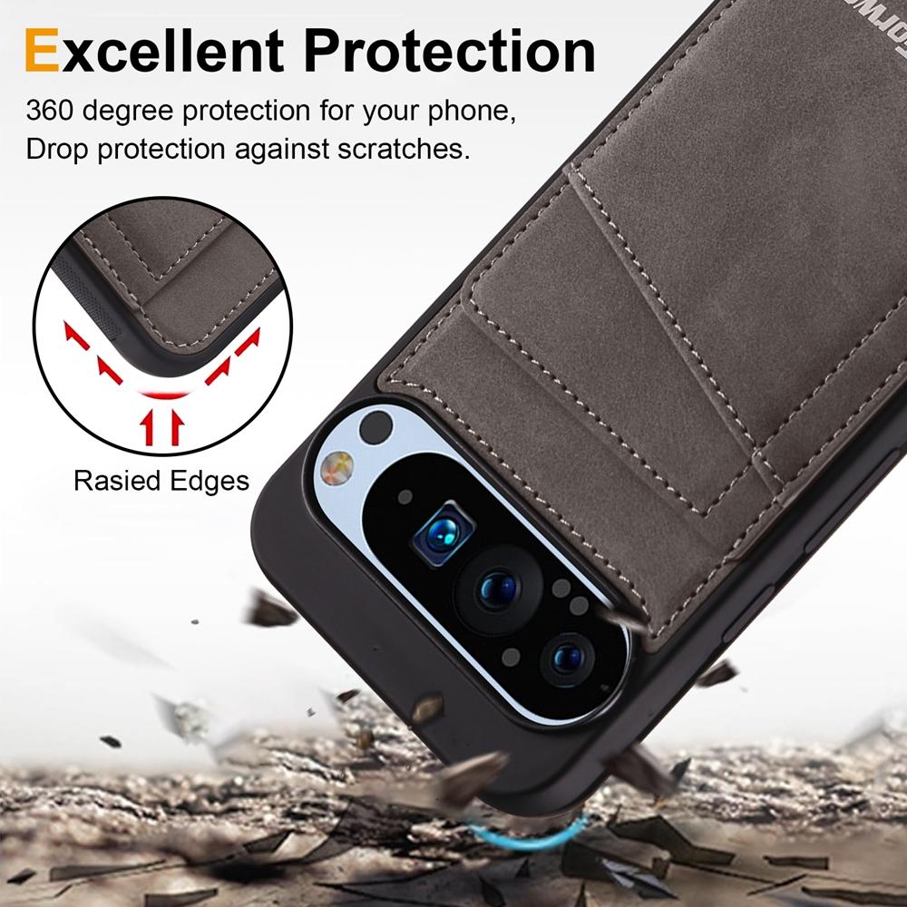 Для Google Pixel 9 8 Pro XL 8A 9A Чехол Ретро PU кожа Слот для карт Ударопрочная Подставка Задняя крышка