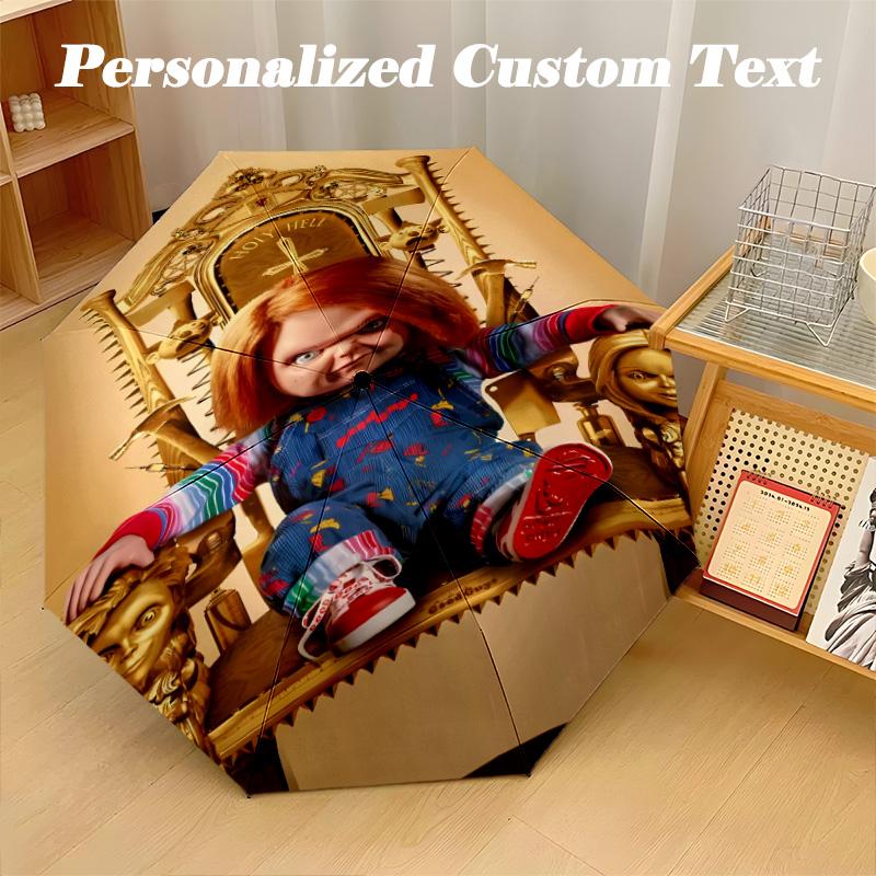 Автоматический зонт с 8 ребрами, складной зонт с дизайном Chucky для защиты от солнца и дождя, для путешествий