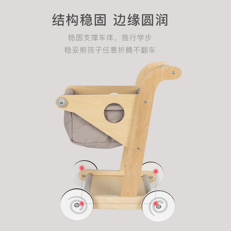 BABIBO Детская игрушечная тележка для покупок, игрушечная тележка для девочек в супермаркете, игрушечная деревянная тележка для малышей