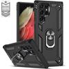 Case for Samsung S22Ultra - Black - Ring Stand - Reinforced Edge - Metallic Protection