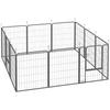 12-Panel Modular Dog Playpen, 68x1.5x80cm, Black Steel, with Entrance Door