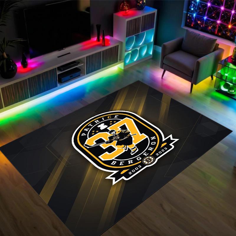 Дизайн Boston Bruins Кристальный Велюровый Ковер Уютный Не?Нескользящий ковер с принтом для спальни, гостиной, прихожей