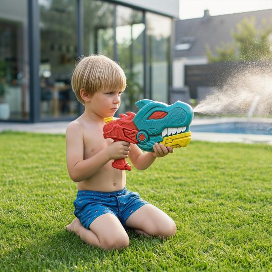 Водяной пистолет в форме динозавра, Игрушки для игр на воде для детей на улице, Водяной пистолет дальнего действия, Выдвижная игрушка для водных баталий для летнего отдыха на улице, у бассейна, на пляже