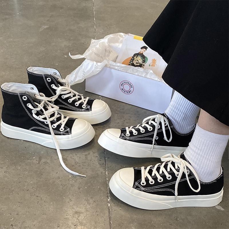 Холщовые туфли женские на платформе, увеличивающие рост, Hanhan, туфли с большой головой, ретро, студенческие, маленькие белые туфли 508