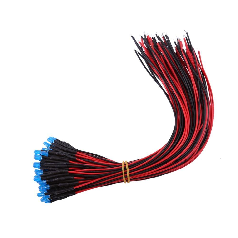 50 ШТ 3 мм Светодиоды с выводами DC 12 В Провода 20 см Рассеянные светодиодные лампы Красный Оранжевый Синий Медленно мигающие светодиодные лампы DIY Электроника