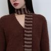 Geegee Fluffy Stripe Long Scarf - Brown