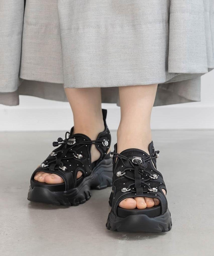 Спортивные сандалии с прозрачными вставками и украшениями PR35183 BLACK S